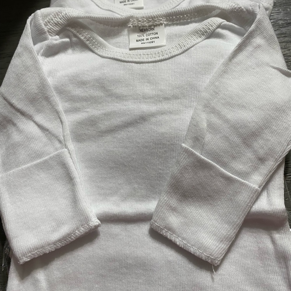 White Long Sleeve Baby Tee - Pack of 4 Newborn Essentials - Picture 4 of 5